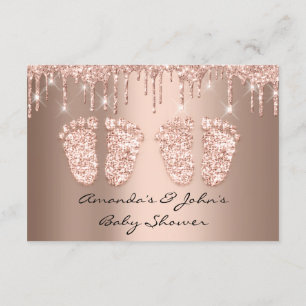 Twillingar Baby Shower Feet Glitter Dricks Girl Bo Inbjudningar