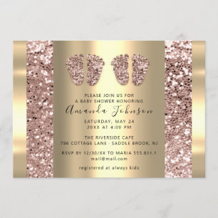 Twillingar Baby Shower Feet Ro Glitter Boy Girly Inbjudningar