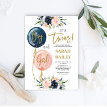 Twillingar Baby Shower-inbjudan Boy and Girl