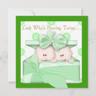TWILLINGAR BABY SHOWER INVITATION GIRL ELLER BOKFÖ INBJUDNINGAR