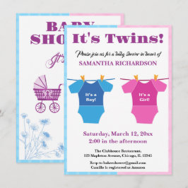 Twillingar Baby Shower Party Girl Boy. Inbjudningar