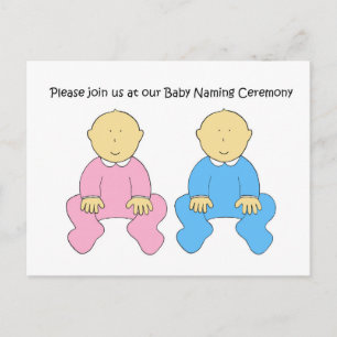 Twillingar Baby som namnger Ceremonin. Inbjudan Vykort