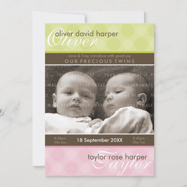 TWILLINGAR BABY TACK: harmoni 2P Meddelande (Framsida)