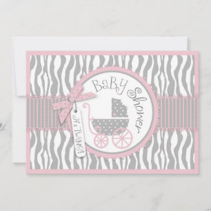 TWILLINGAR Baby, Zebra tryck, Rosa Babykläder Inbjudningar