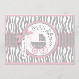 TWILLINGAR Baby, Zebra tryck, Rosa Babykläder Inbjudningar