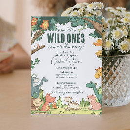 Twillingar babydusch I Cute Forest animals Inbjudningar