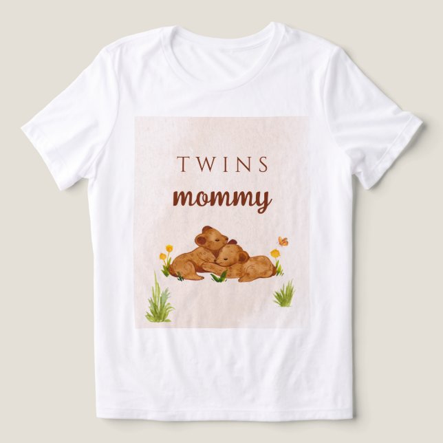 Twillingar babydusch könsneutral mamma t-shirt (Design Framsida)