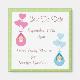 Twillingar & ballonger sparar daterababy shower magnet