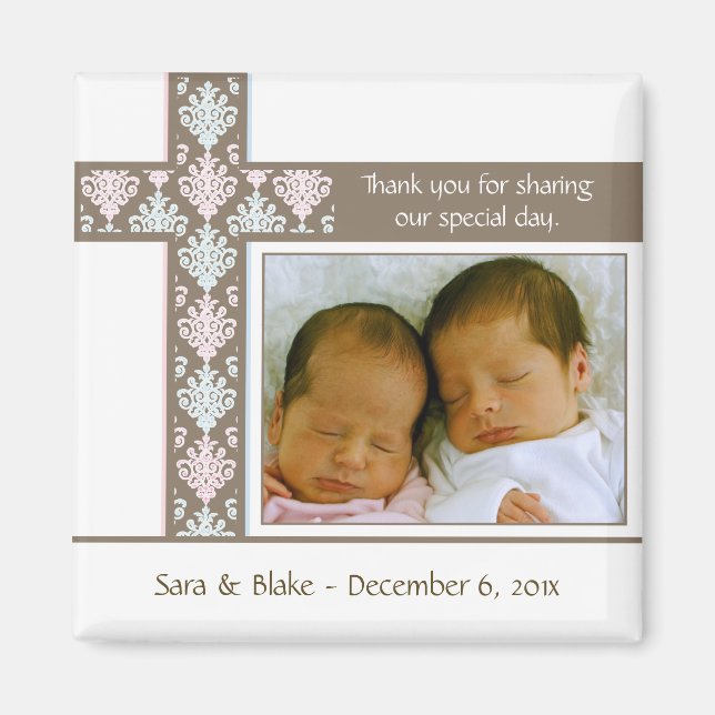 Twillingar Baptism/Christening Favor | Fotomagnet Magnet (Framsidan)