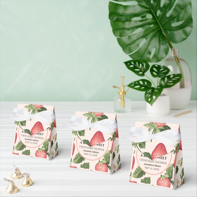 TWILLINGAR Berry Sweet Strawberry Baby Shower Presentaskar (Multipel)