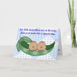 Twillingar Blue Boy Shower Pea i en Pod-inbjudan Inbjudan