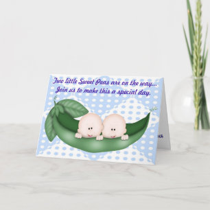 Twillingar Blue Boy Shower Pea i en Pod-inbjudan Inbjudan
