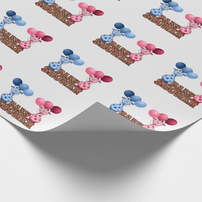 Twillingar Blue och Rosa Giraffes Baby Shower Safa Presentpapper (Hörn)