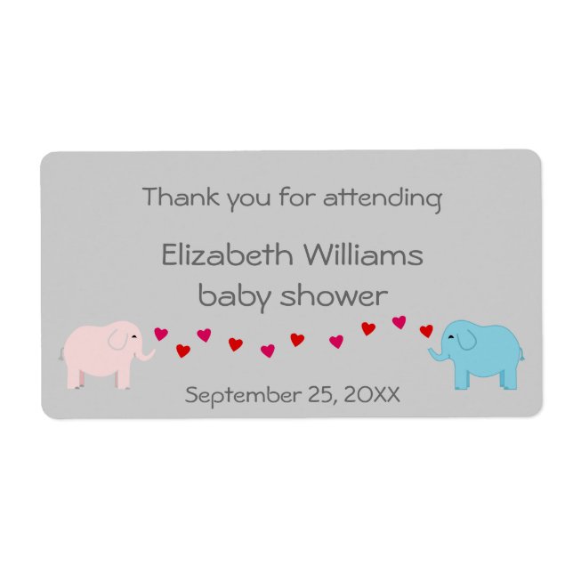 Twillingar Boy and Girl Elephants Vattenflaska Fav Fraktsedel (Framsidan)