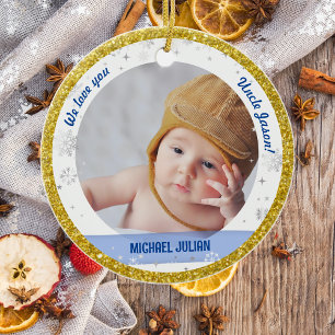 Twillingar Boy Girl Foton farbror Första jul Baby Julgransprydnad Keramik
