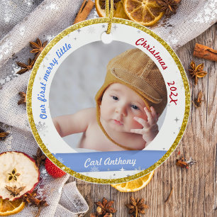Twillingar Boy Girl Foton först Merry Little jul Julgransprydnad Keramik