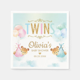 Twillingar Boy Girl Nalles Balloons Baby Shower Pappersservett
