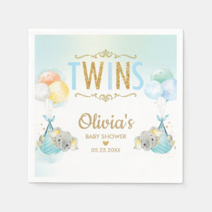 Twillingar Boys Elephant Balloons Baby Shower Pappersservett