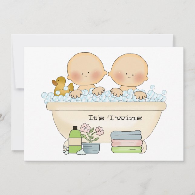 Twillingar Bubble Bath Baby Shower-inbjudan Inbjudningar (Framsida)