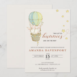 TWILLINGAR Bunny Balloons babyduschinbjudan Inbjudningar