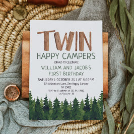 Twillingar Campers Woodland Boys 1:a födelsedagen Inbjudningar