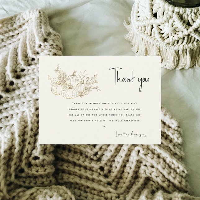 Twillingar Cream Little Pumpkins Baby Shower Tack Inbjudningar (Skapare uppladdad)