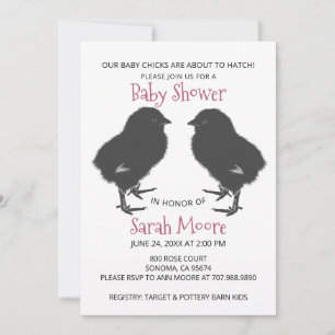 Twillingar Cute Baby Chick Baby Shower Inbjudningar