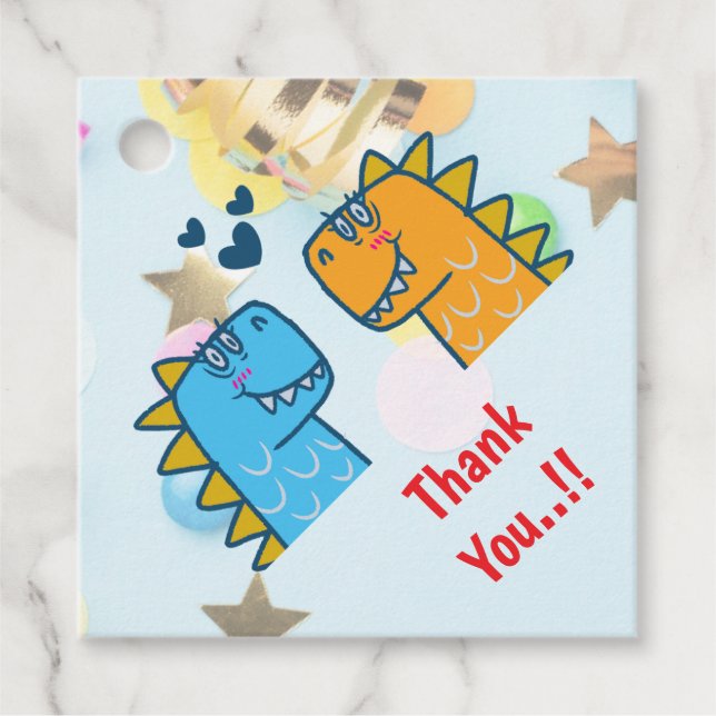 Twillingar Dino Roar Födelsedagsfest Gåvor Etiketter (Framsida)