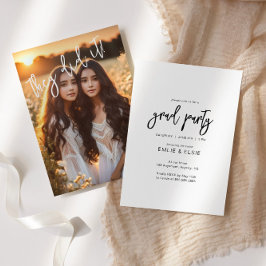 Twillingar Dubbla Grad Party Photo Notice Inbjudningar