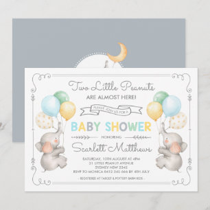 Twillingar Elephant Baby Shower Pastel Balloons In Inbjudningar
