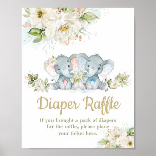 Twillingar Elephant Boy Baby Shower Raffle Poster