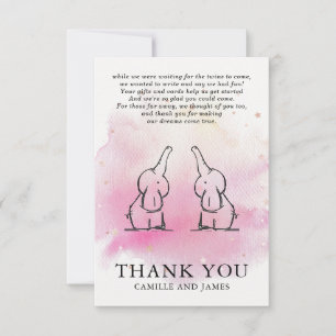 Twillingar Elephants Baby Shower Tack Kort