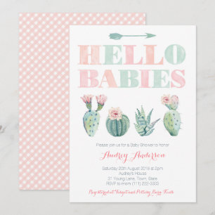 Twillingar eller Joint Baby Shower Party med Succu Inbjudningar