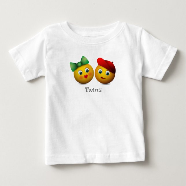 Twillingar Emojis Kärlek Hearts T Shirt (Framsida)