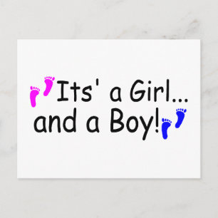 Twillingar en flicka och en Boy Baby fotavtryck Vykort