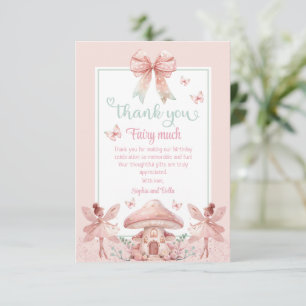 Twillingar Fairy Girls Mushroom House Ribbon Birth Tack Kort