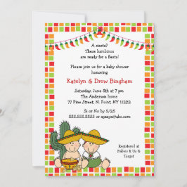 Twillingar-flicka, mexikanskt, Fiesta Baby Shower  Inbjudningar