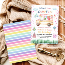 Twillingar Flickor & Boy Lycklig Camper Birthday-i