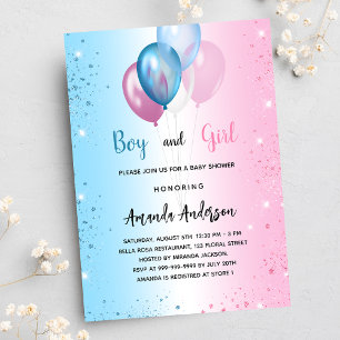 Twillingar för Baby Shower rosa Blue Girl Inbjudan Vykort