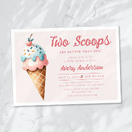 Twillingar för babykläder för två Scoops Ice Cream Inbjudningar