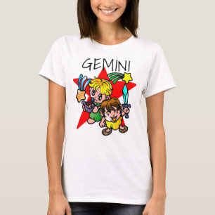 Twillingar för Cute Gemini Tecknad T Shirt