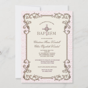 Twillingar för gammal Rosa-baptism Inbjudningar