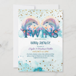 Twillingar för Lättfärdigt delfiner i Cute Baby Inbjudningar