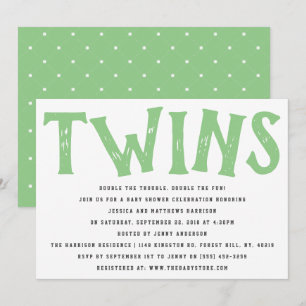 Twillingar för modern typografi-Neutralt, babykläd Inbjudningar
