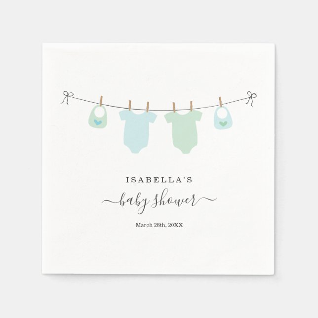 Twillingar för personlig Baby Shower- Pappersservett (Framsidan)