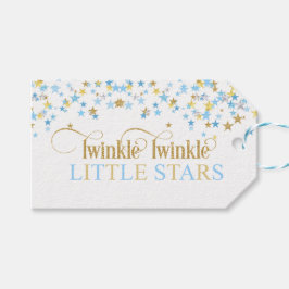 Twillingar för spädbarnsskor, blått och Guld Presentetikett
