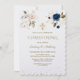Twillingar för Whimsique Rosa Blue Guld Flowers Ch Inbjudningar