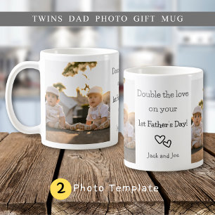 Twillingar första Fars dag 2-fotokollage Kaffemugg