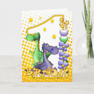 Twillingar första födelsedagskortet - Cute Dragons Kort