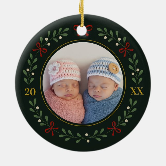Twillingar Fotoandekrans Ornament - Mörk grönt (Baksidan)